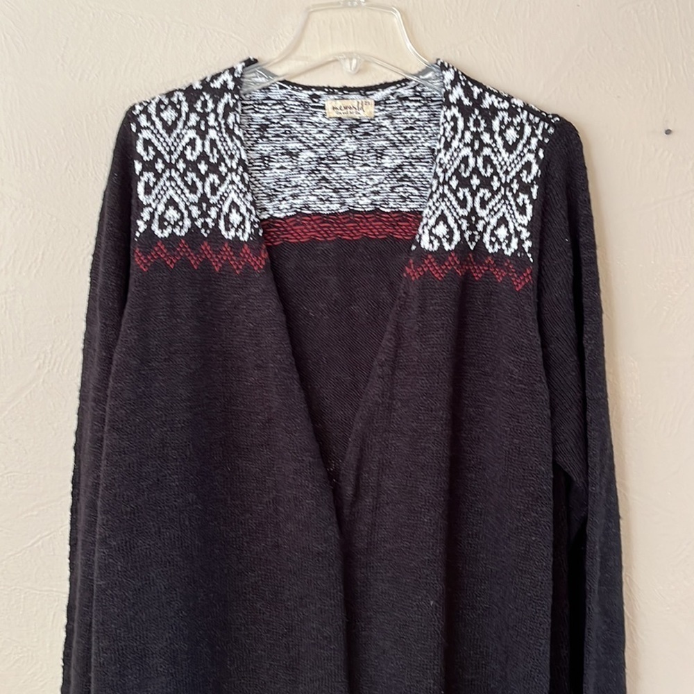 One World open cardigan long black with designed sections long sleeves size 2X - Picture 2 of 14